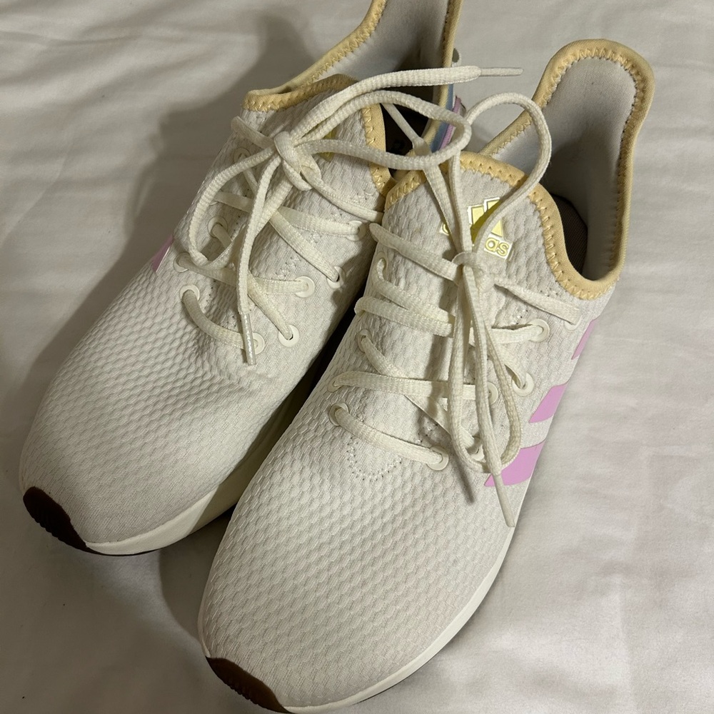 Adidas Women's Cream and Pink Sneakers